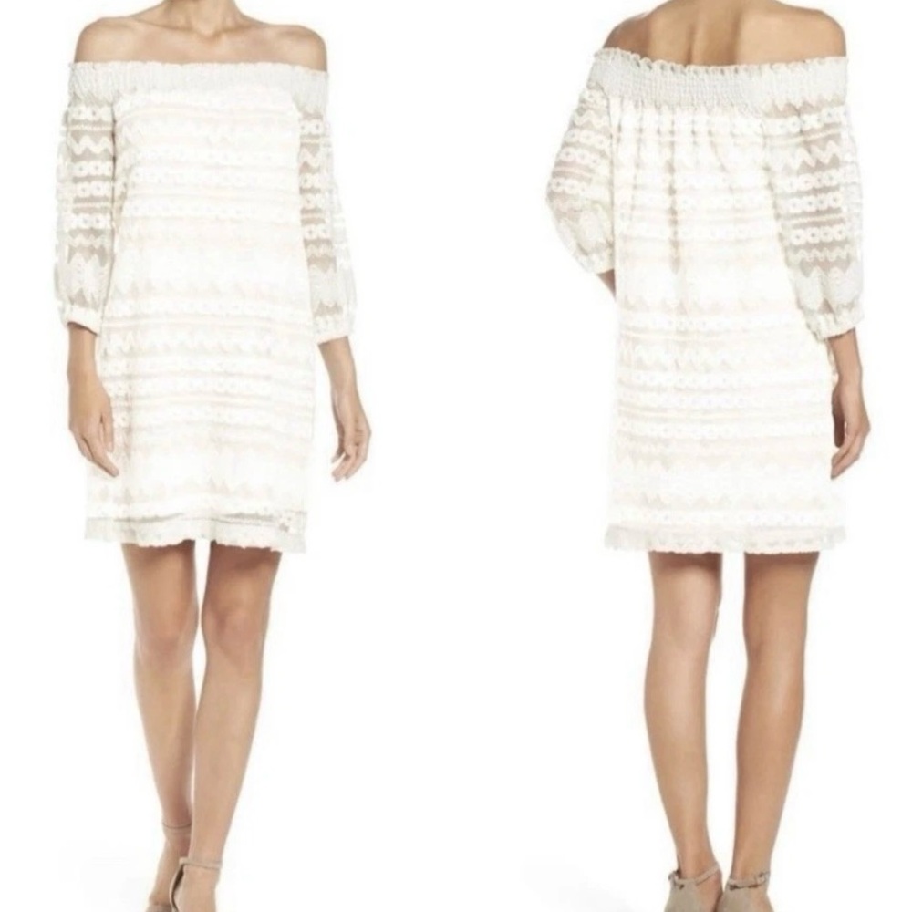 NWT Trina Trina Turk Hoku Off Shoulder White Dress Size Small